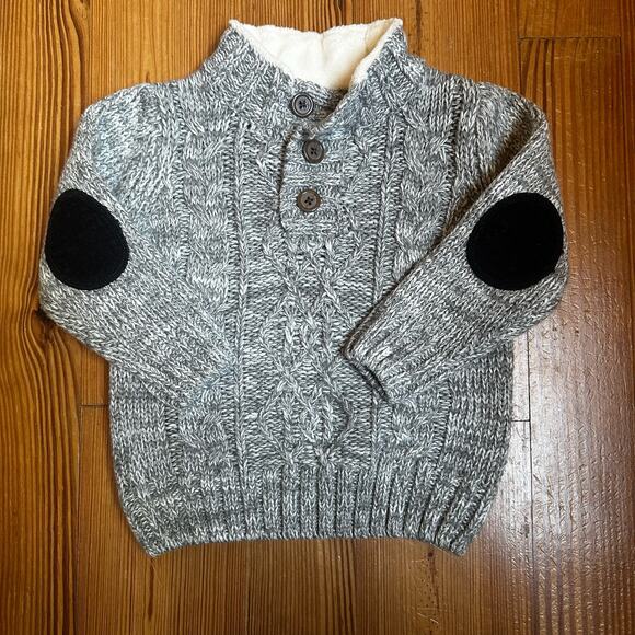 Little Lad gray pullover cable kit elbow pads sweater SIZE 2T - Picture 1 of 4